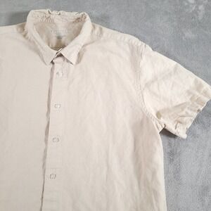 Bear Bottom Retreat Shirt Mens XL Beige Linen Blend Beach Pool Wicking Summer